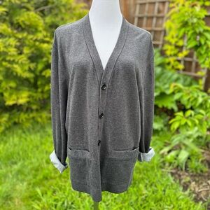 Banana Republic Grandpa Preppy Cardigan Cotton Grey Size Large
